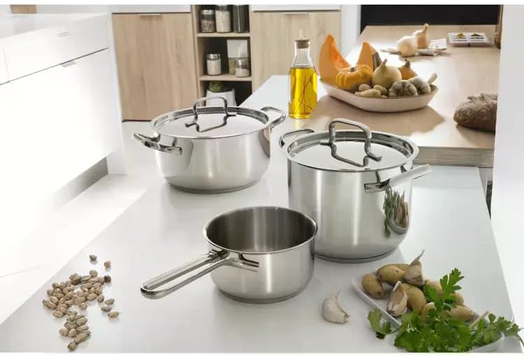 Kasserolle Edelstahl zwei Griffen aus Edelstahl 18/10 von hoher Qualität. Elegantes Hohe Leistung vo