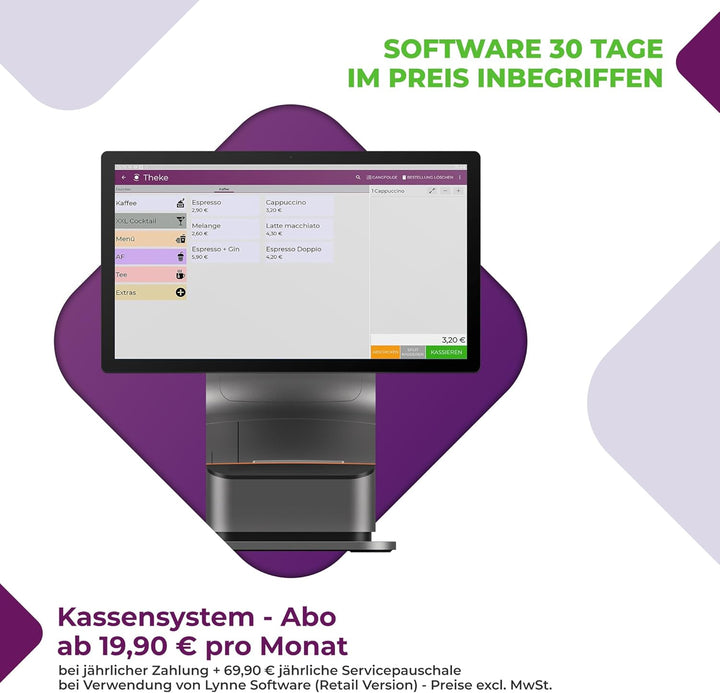 Registrierkasse Kassensystem - Finanzamtkonform 2022 - TSE ready - integrierter Bondrucker - Gastron