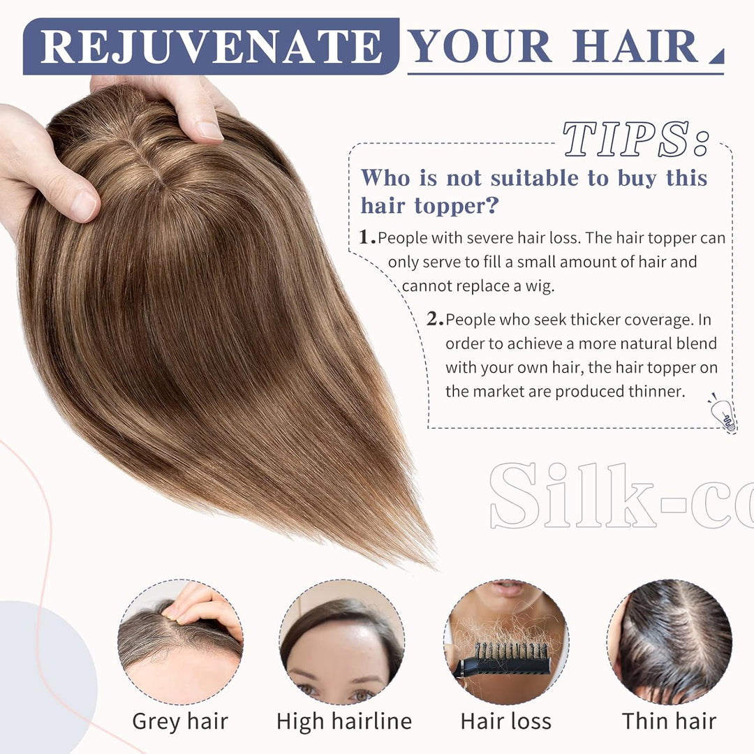 Silk-co Clip in Extension Echthaar Topeer Echthaar Haarteile Echthaar Toupet Haarverlängerung mit Fr