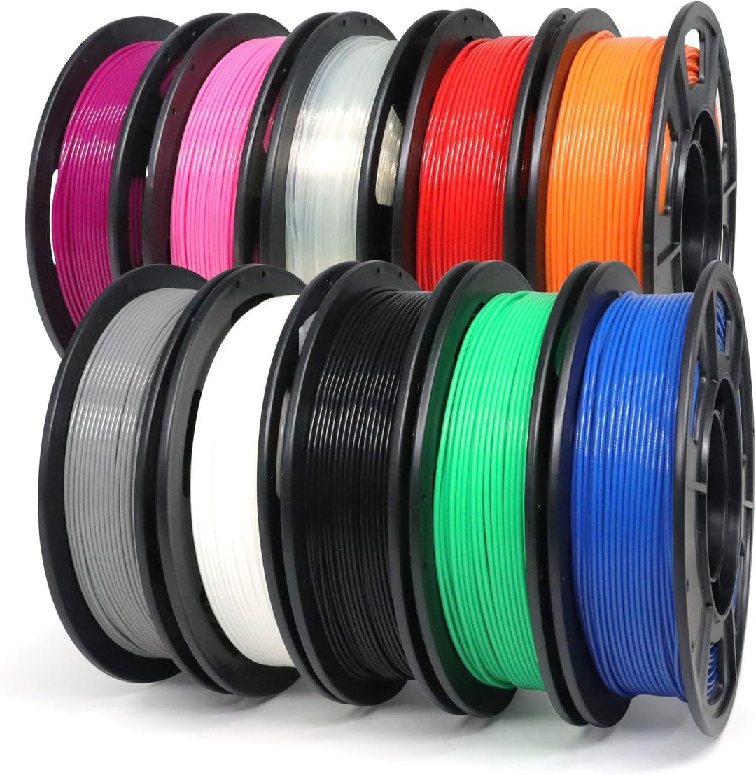 YOUSU pla plus filament 1.75, 3d drucker filament, 3d filament pla+ bündel, 250gx10 rollen (Schwarz/