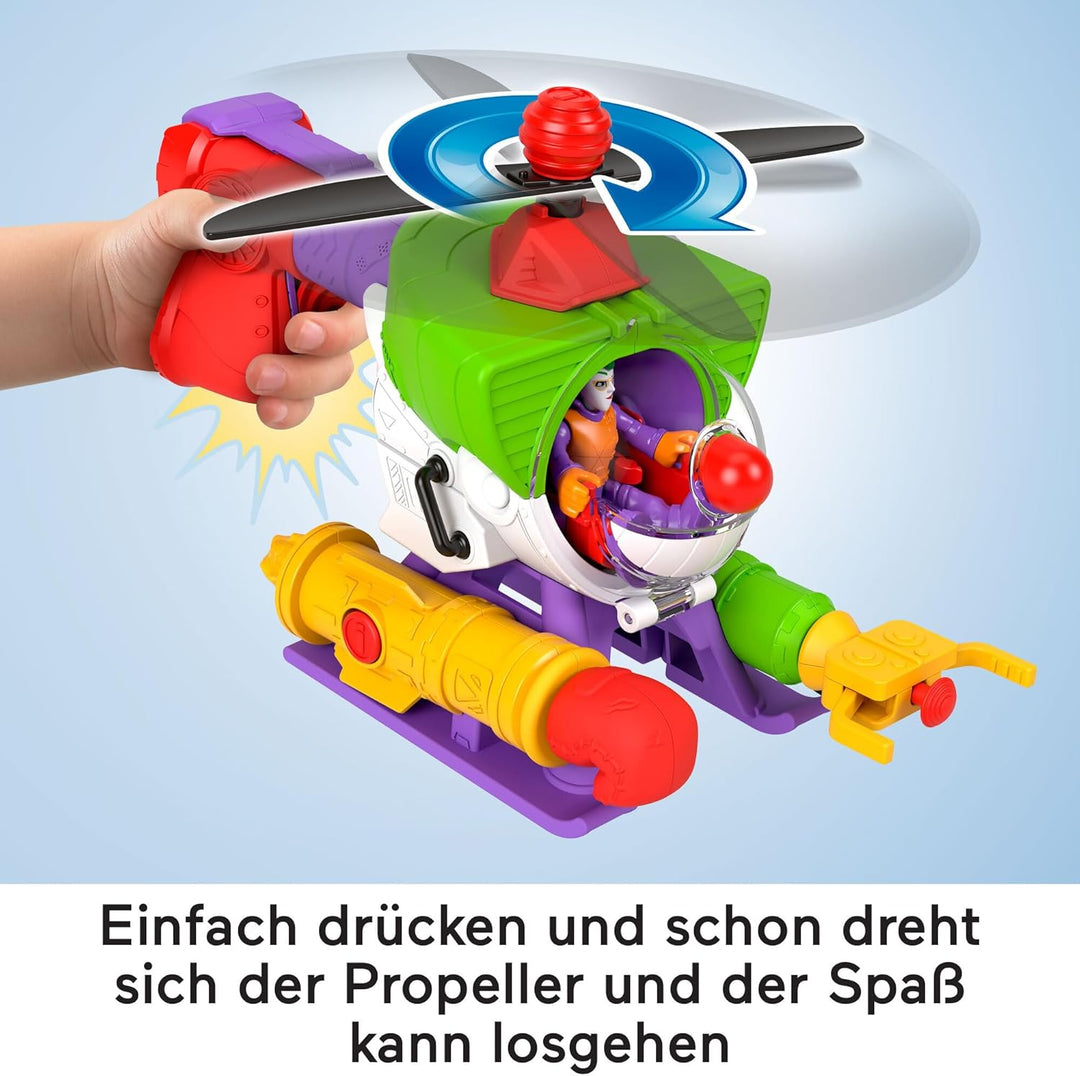 IMAGINEXT DC Super Friends Joker Robocopter - 2-in-1-Helikopter mit Verwandlungsfunktion und Geschos