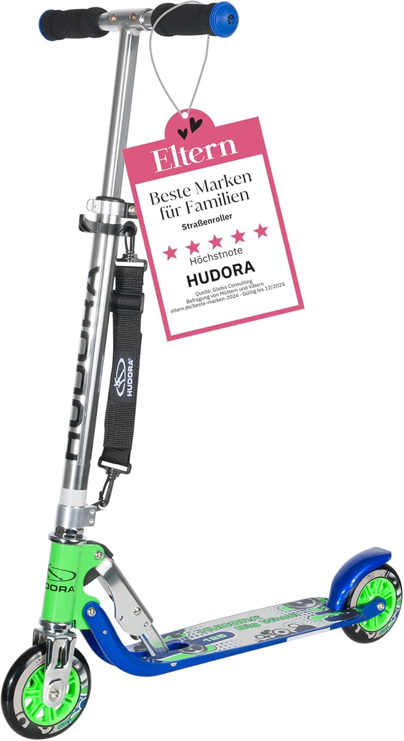 HUDORA BigWheel 125 Scooter - Sicherer & hochwertiger Aluminium-Roller für Kinder - Höhenverstellbar