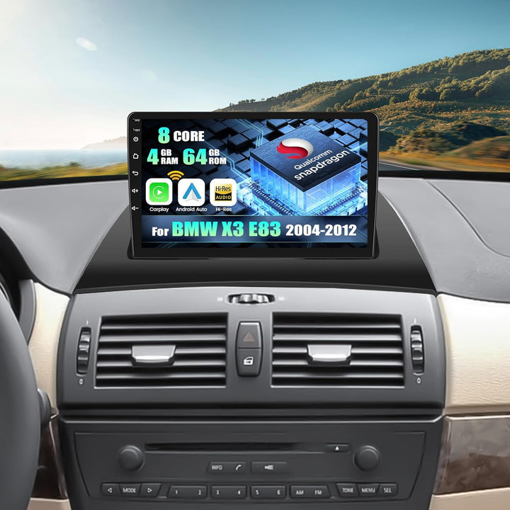 CAMECHO Android 15 Qualcomm Octa Core 4G+64G Autoradio für BMW X3 E83 (2004-2012) mit Carplay Androi