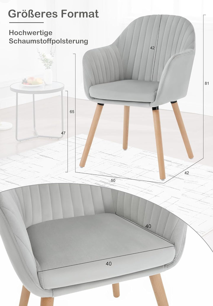 WOLTU 4er Set Esszimmerstühle Küchenstuhl Wohnzimmerstuhl Polsterstuhl Design Stuhl mit Armlehne Sam