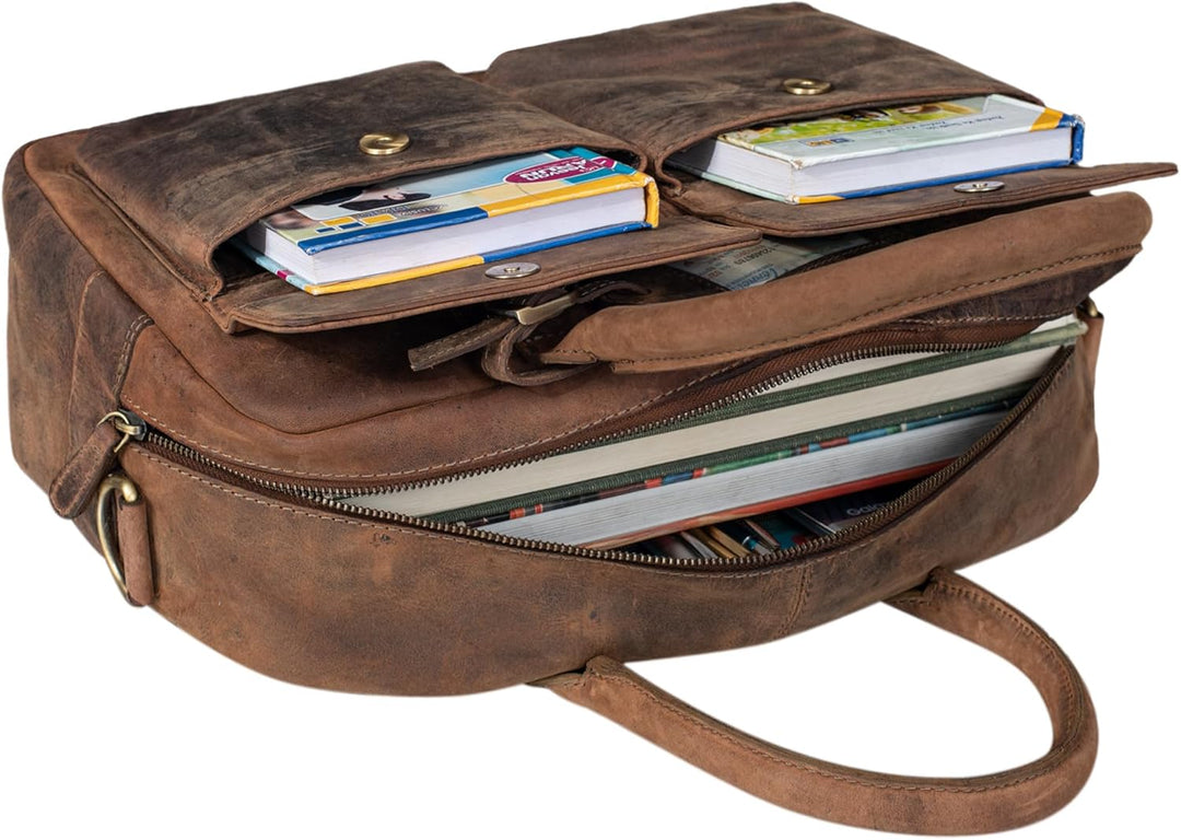 STILORD 'Carlo' Grosse Umhängetasche Leder Lehrertasche Aktentasche Schultertasche Reise Beruf Freiz
