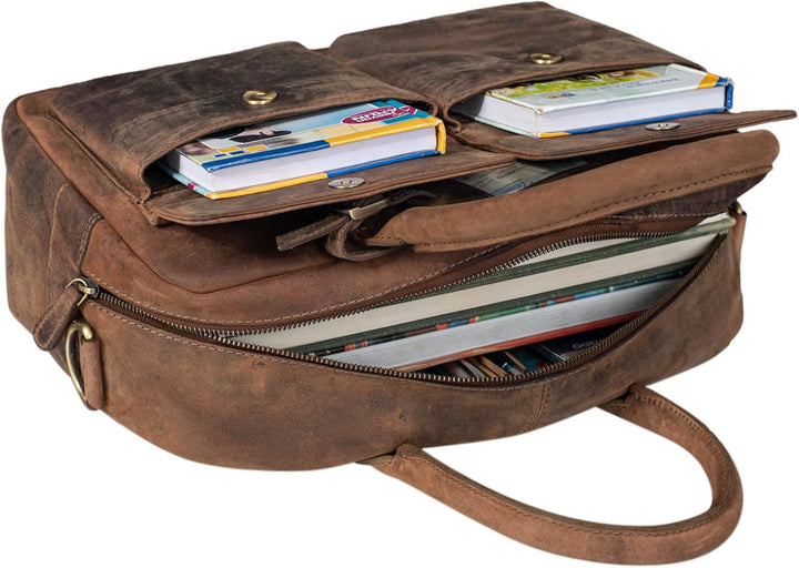 STILORD 'Carlo' Grosse Umhängetasche Leder Lehrertasche Aktentasche Schultertasche Reise Beruf Freiz
