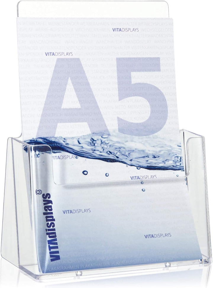 5 C160 Stück taymar DIN A5 Tisch-Prospekthalter, Prospektständer, glasklarer Flyerständer, Präsentat