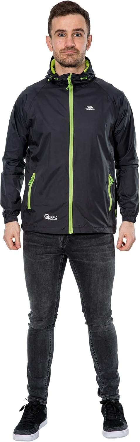 Trespass Unisex Qikpac Jacket Kompakt Zusammenrollbare Wasserdichte Regenjacke (1er Pack) L Schwarz