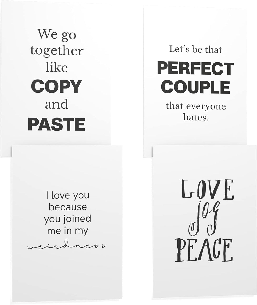 Papierschmiede® Premium Spruchposter Set 4er 50x70 cm (B2), Motiv: Funny Couple, Pärchen Liebe Bezie