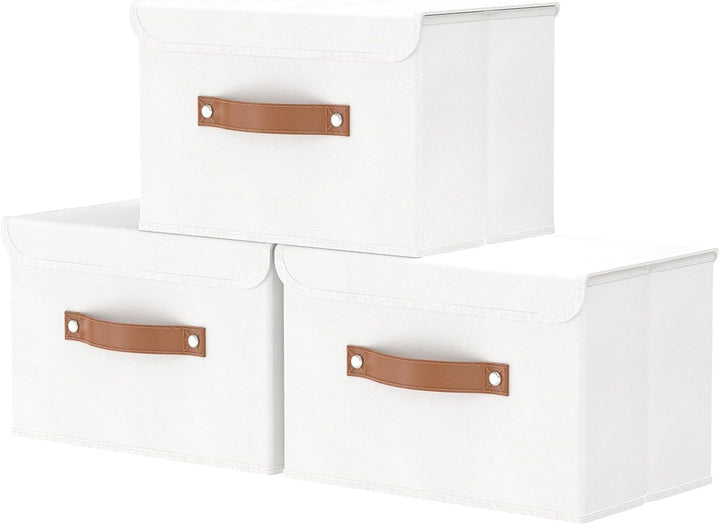 OUTBROS 3 Stück Aufbewahrungsboxen mit Deckel, 38 x 25 x 25 cm, faltbare Stoffboxen, Aufbewahrungskö