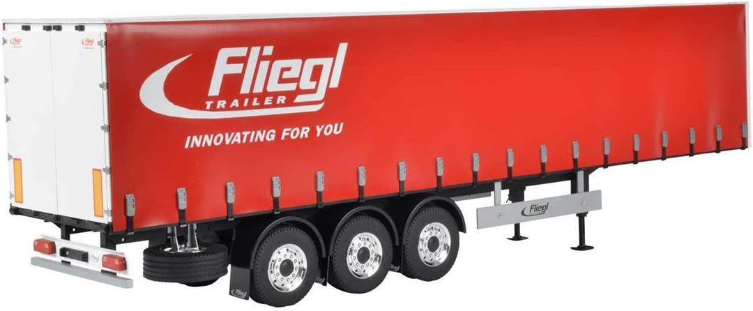 CARSON 500907235 - 1:14 3-Achs Fliegl Megarunner Plane(Rot), RC-Truck Zubehör, Auflieger, Massstab 1