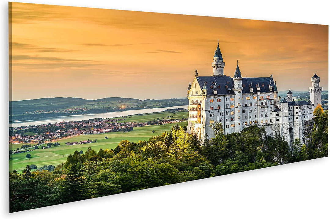 islandburner Bild auf Leinwand Deutsches Schloss Neuschwanstein Bayerische Alpen Deutschland Bilder