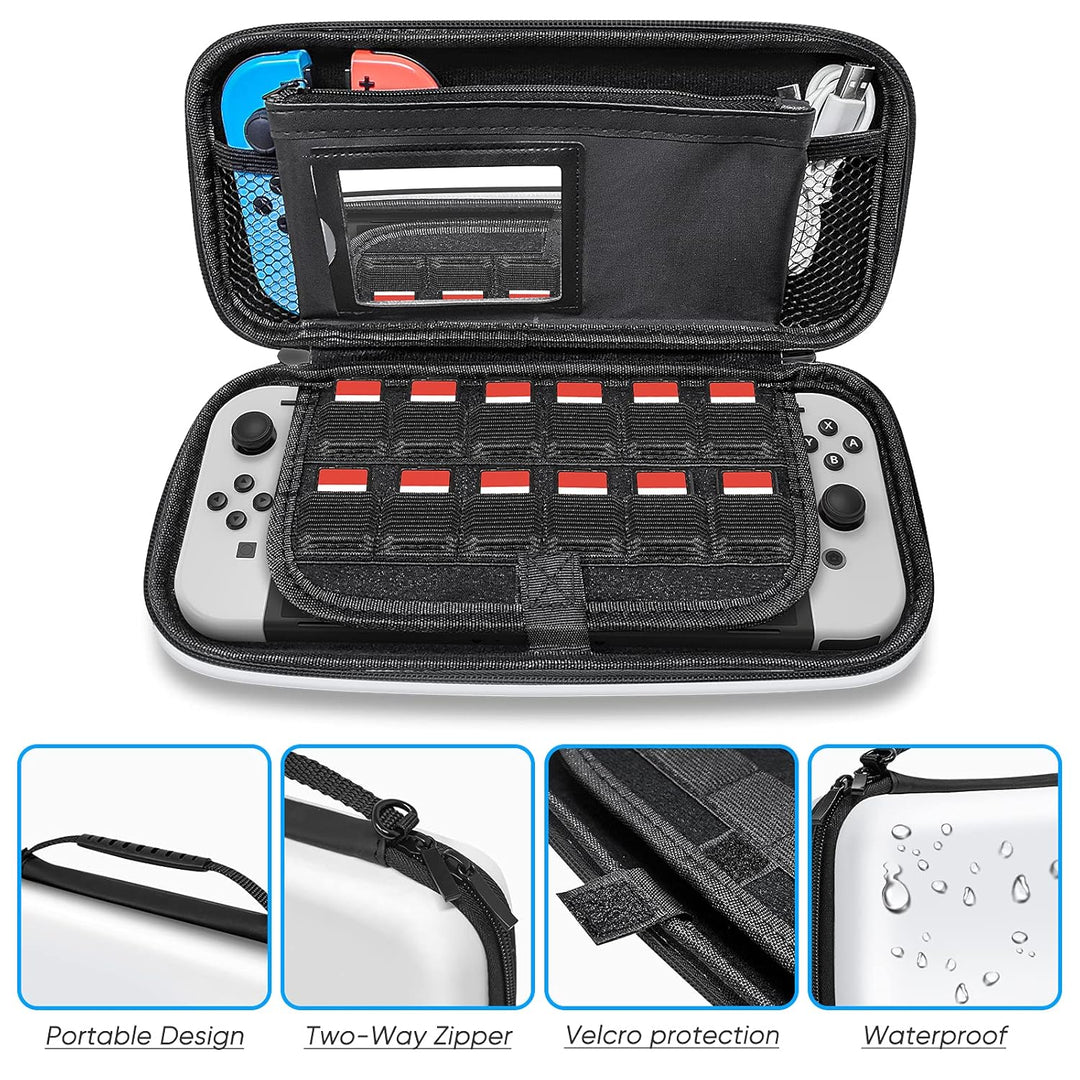 FYOUNG Zubehör Bundle Kompatibel mit Nintendo Switch OLED-Modell mit Tragetasche und Schutzhülle Tra