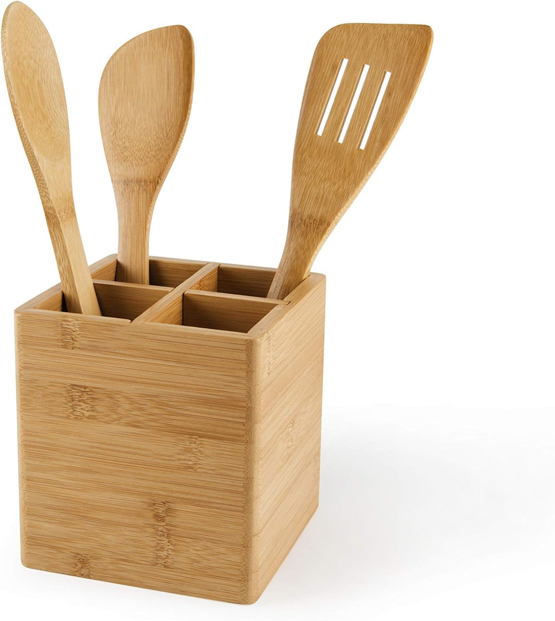 Excelsa Eco Living Besteckkorb/Utensilienhalter aus Bambus, Naturholz, braun, 4 Fächer