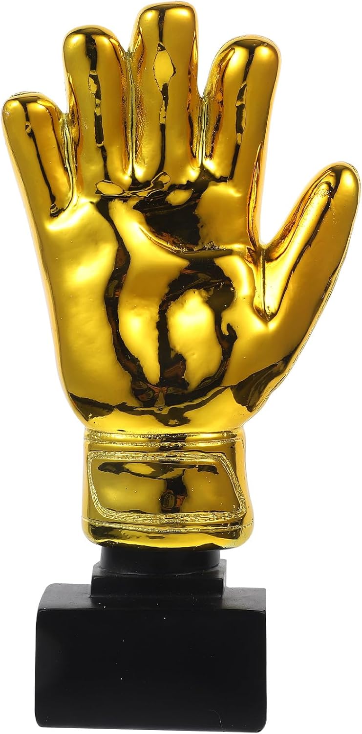 HOMSFOU Gold Award- Troph?e mit Basis- Torhüter- Plattieren von Harz Goalie Handschuhe Form Fussball