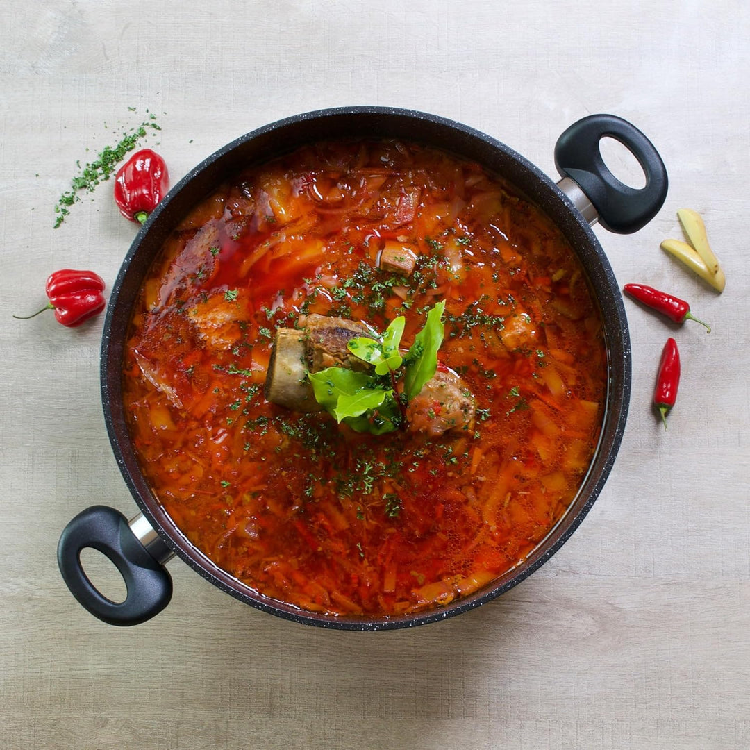 Stoneline XXXL Kochtopf 32 cm, mit Deckel, Induktion, Aluguss, beschichtet mit echten Steinpartikeln