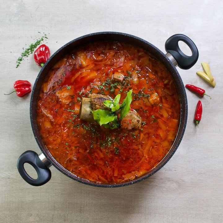 Stoneline XXXL Kochtopf 32 cm, mit Deckel, Induktion, Aluguss, beschichtet mit echten Steinpartikeln