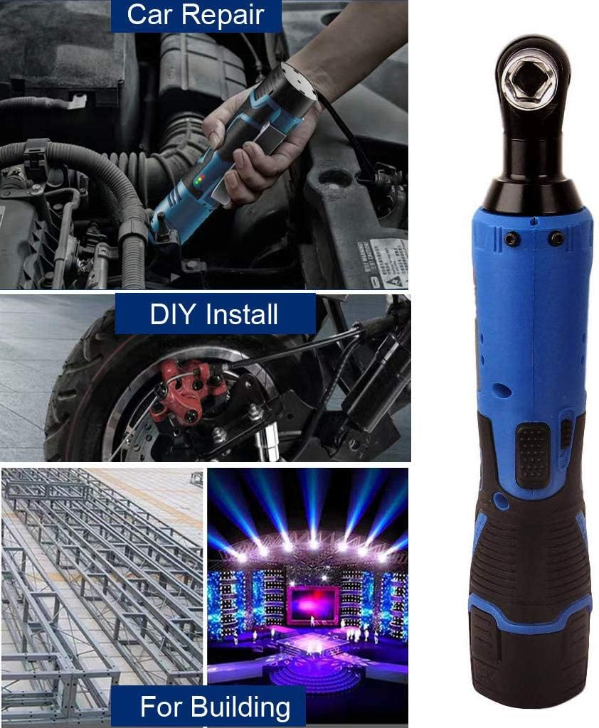 Elektrische Ratschenschlüssel 12V 3/8 Zoll Akku Ratschenschlüsse mit 2 x 1500mAh Akku, Ratschenschlü