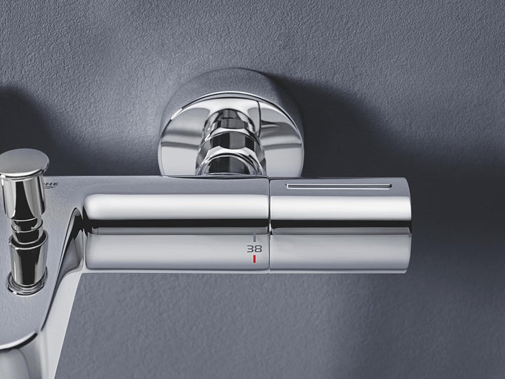 GROHE Precision Get - Thermostat-Wannenbatterie (für die Wandmontage, S-Anschlüsse, mit Schmutzfangs