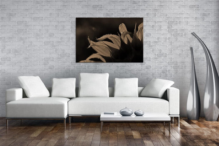 deyoli regnerische Sonnenblume Format: 80x60 als Leinwand, Effekt: Sepia, Motiv fertig gerahmt auf E