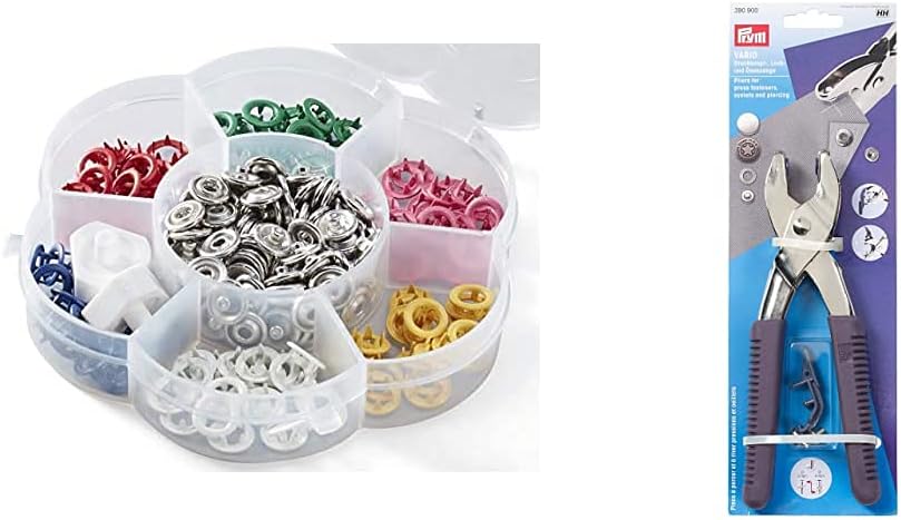 Prym 390740 Love Druckknöpfe Jersey Box, 60 Stück, Ø 8 mm, 6 Farben, Messing & 41163 390900 Vario-Za