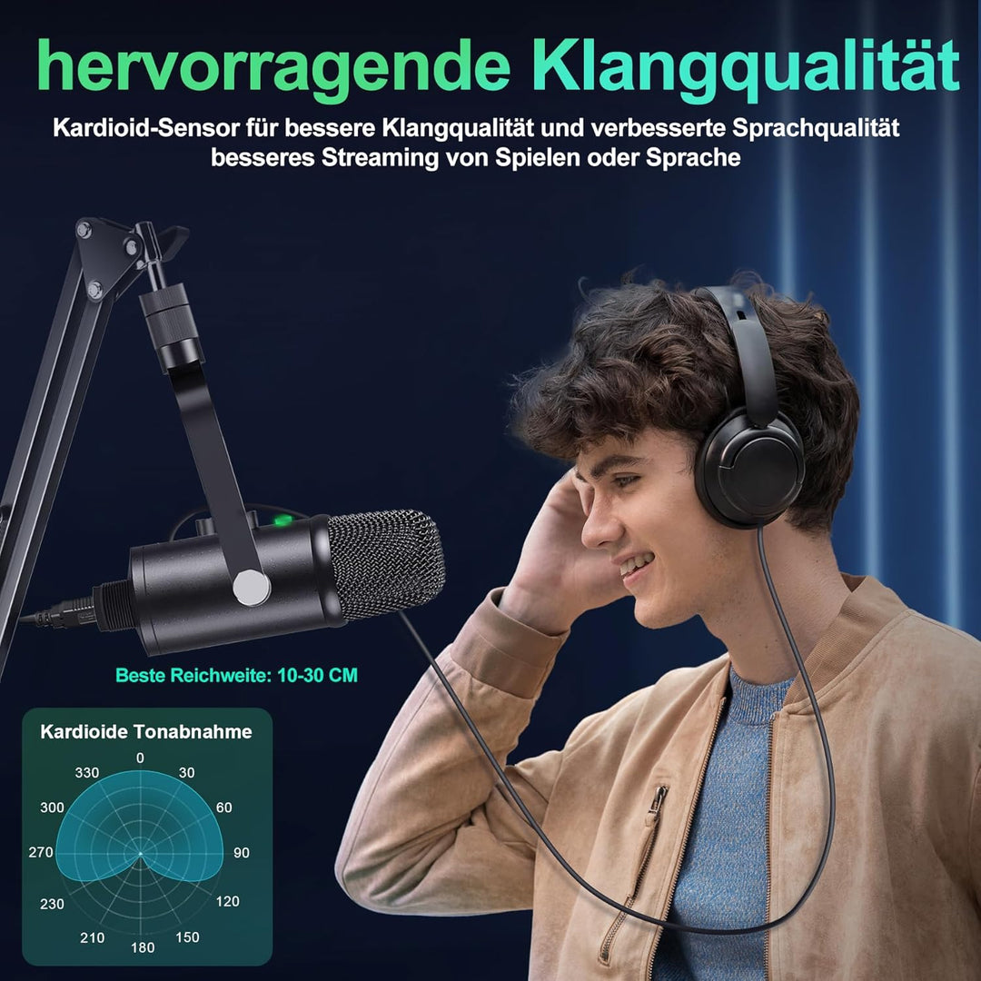 Aveek USB-Mikrofon, Kondensator-Aufnahme, Laptop, PC, Gaming-Mikrofon, Podcast-Mikrofon, Kit fĂŒr Str