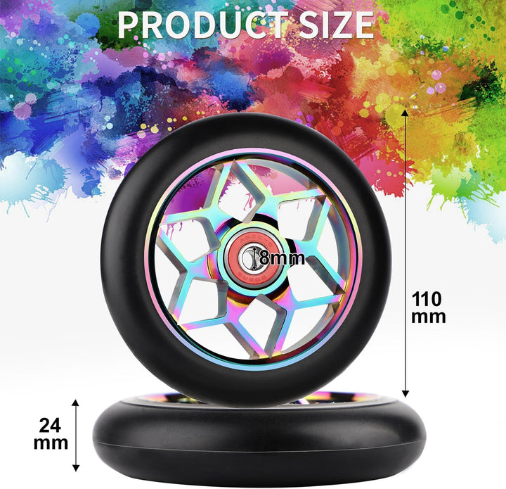 DBREAKS Stunt Scooter Rollen, 2 Stück Scooter Ersatzräder, 110mm Scooter Räder mit ABEC, 9 Kugellage