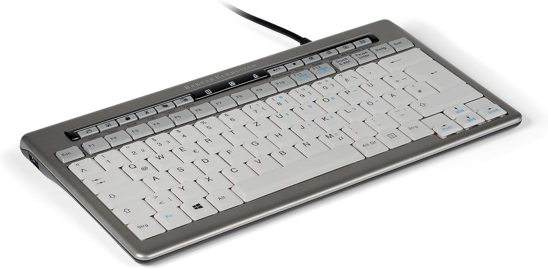 BakkerElkhuizen S-Board 840 Compact Tastatur, deutsches Layout QWERTZ, Kabelgebunden, Hellgrau/Weiss