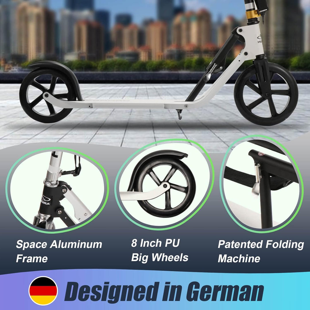 HUDORA BigWheel Style 230 Scooter - Stabiler Aluminium-Roller mit grosser Trittfläche - Höhenverstel