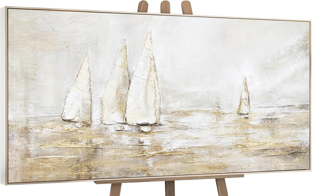 YS-Art Abstrakt Acryl Gemälde auf Leinwand Sonnenblendung handgemalt Wandbilder Wohnzimmer modern Wo