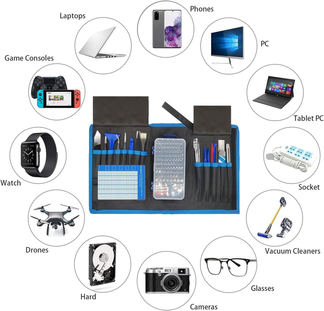 oGoDeal 155-in-1 Feinmechaniker Schraubendreher Werkzeug Set Reparaturwerkzeug für Computer, Brille,