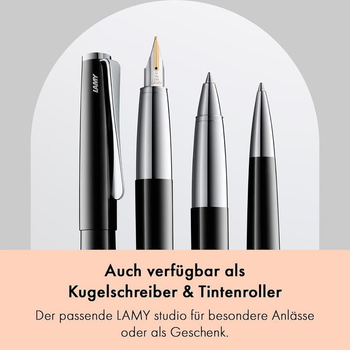 LAMY studio Füllhalter 068 - Füller aus Edelstahl in schwarzem Lack-Finish mit einem polierten Edels