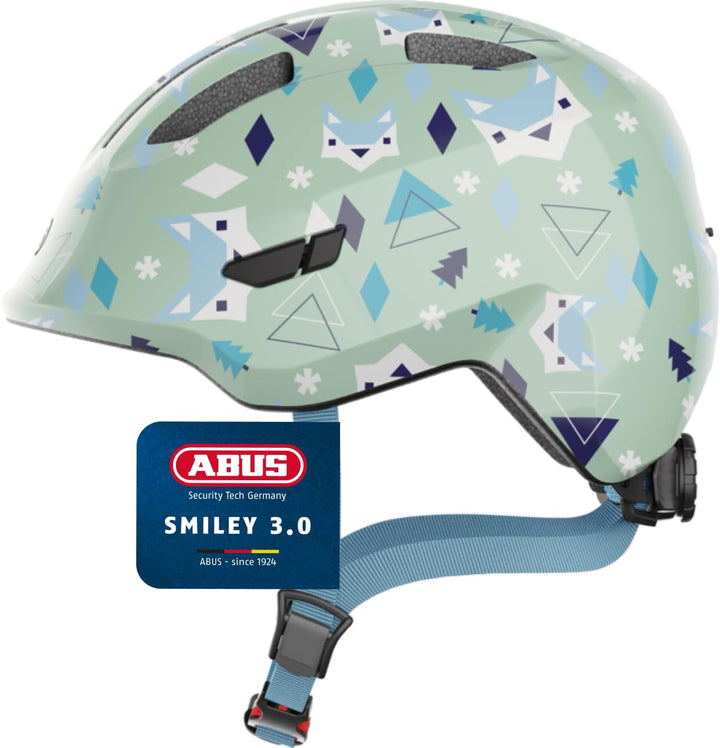 ABUS Kinderhelm Smiley 3.0 - Fahrradhelm mit tiefer Passform, kindergerechten Designs & Platz für ei