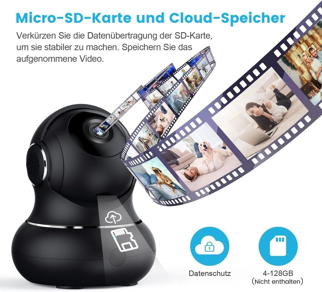 Little elf Überwachungskamera, Litokam 2K Babyphone mit Kamera mit Bewegungserkennung, Nachtsicht, 2