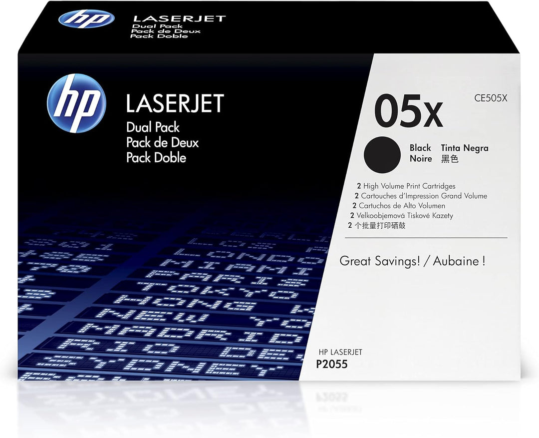 HP 05X Schwarz 2er-Pack Original LaserJet Tonerkartusche mit hoher Reichweite, XL XL Doppelpack Sing