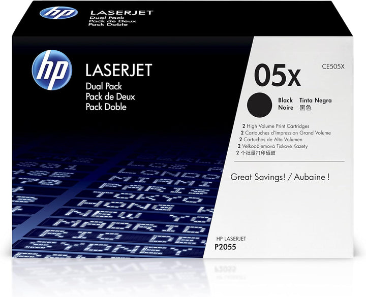 HP 05X Schwarz 2er-Pack Original LaserJet Tonerkartusche mit hoher Reichweite, XL XL Doppelpack Sing