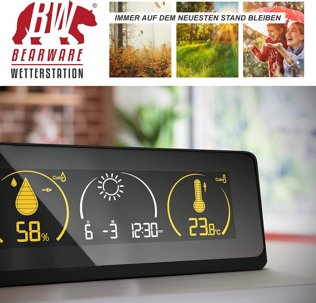 Funk Wetterstation mit Farbdisplay und Aussensensor - DCF Empfangssignal Funkuhr - Innen- und Aussen