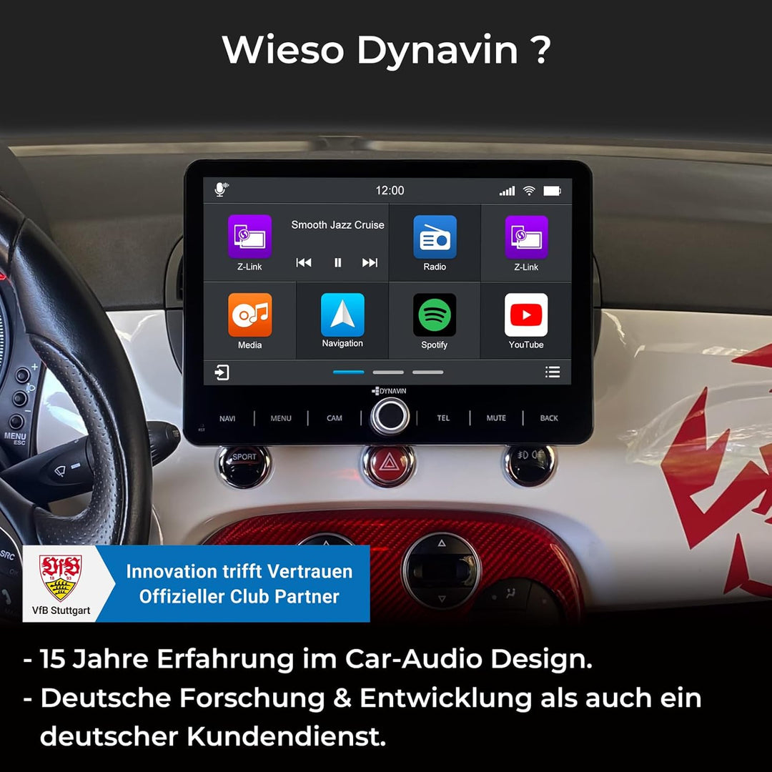 DYNAVIN Android Autoradio Navi für FIAT 500 500C, mit 4 * 100W DSP Verstärker | DAB+ Radio; Kompatib