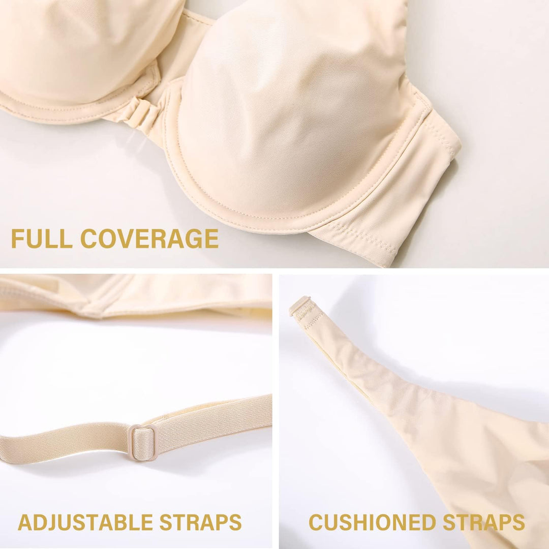 DELIMIRA Damen BH mit Vorderverschluss Nahtlose Bügel ohne Polster Vollschalen 70C Beige, 70C Beige