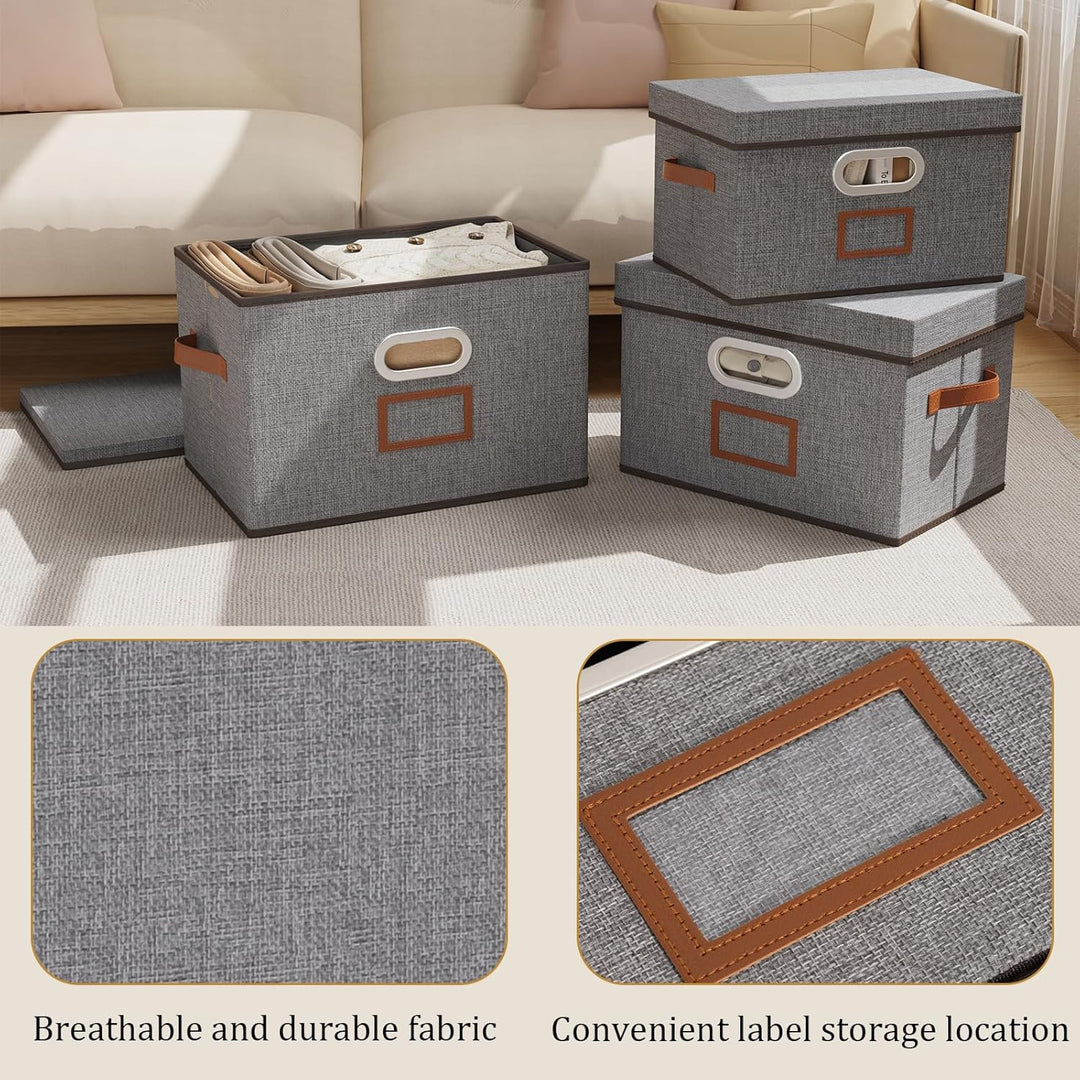 OUTBROS Aufbewahrungsbox mit Deckel und Griff, 45 x 30 x 30 cm Faltbarer Aufbewahrungsbox aus Stoff