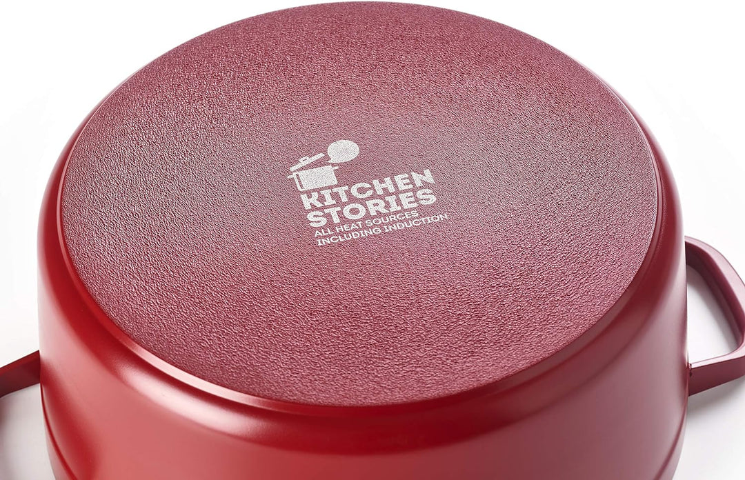 Kitchen Stories Simmerpro 28cm / 6.6L Schmortopf mit gehärteter Glasdeckel mit Selbstbefeuchtungssys