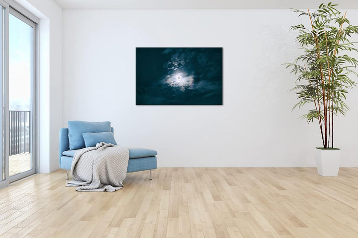 deyoli Wolkenbedeckte Vollmondnacht Format: 80x60 als Leinwandbild, Motiv fertig gerahmt auf Echthol