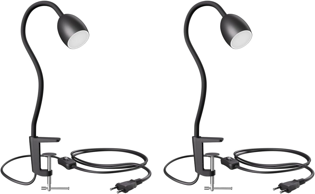ledscom.de GU10 Klemmlampe KLUK mit Schwanenhals, schwarz inkl. GU10, 3-Stufen-dimmbar, warm-weiss,