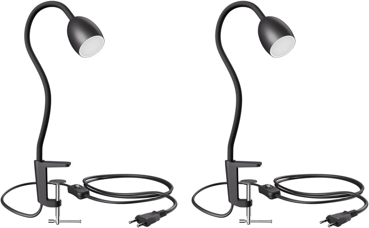 ledscom.de GU10 Klemmlampe KLUK mit Schwanenhals, schwarz inkl. GU10, 3-Stufen-dimmbar, weiss, W, 2