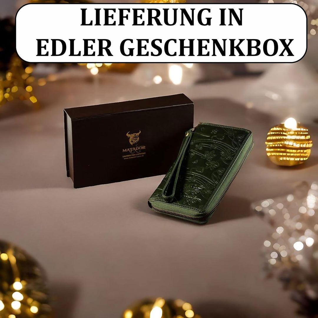MATADOR Grosse Damen/Frauen Geldbörse TÜV Geprüfter RFID Schutz Portemonnaie Echt Leder Geldtasche u