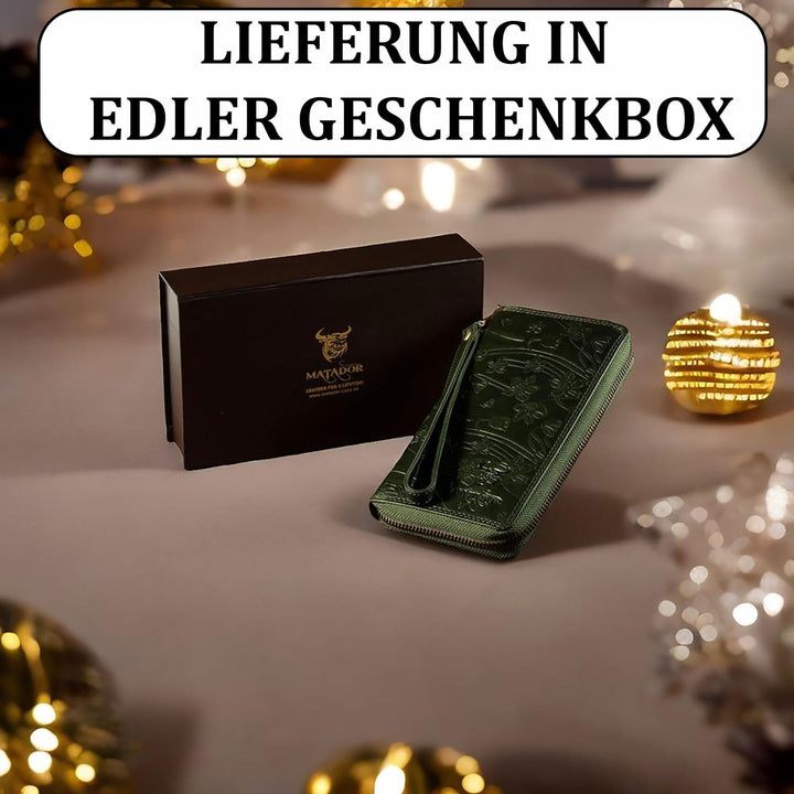 MATADOR Grosse Damen/Frauen Geldbörse TÜV Geprüfter RFID Schutz Portemonnaie Echt Leder Geldtasche u