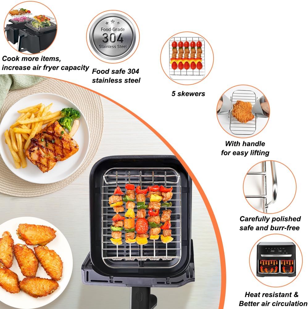 BYKITCHEN Heissluftfritteuse Zubehör für Philips Dual Basket 3000-Serie, 9L/Tefal 5,2/3,1 L Easy Fry