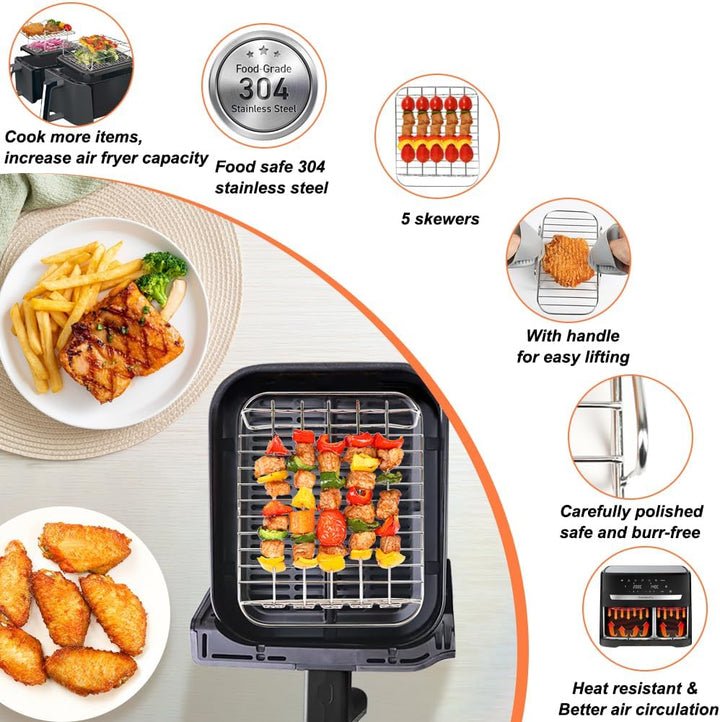 BYKITCHEN Heissluftfritteuse Zubehör für Philips Dual Basket 3000-Serie, 9L/Tefal 5,2/3,1 L Easy Fry