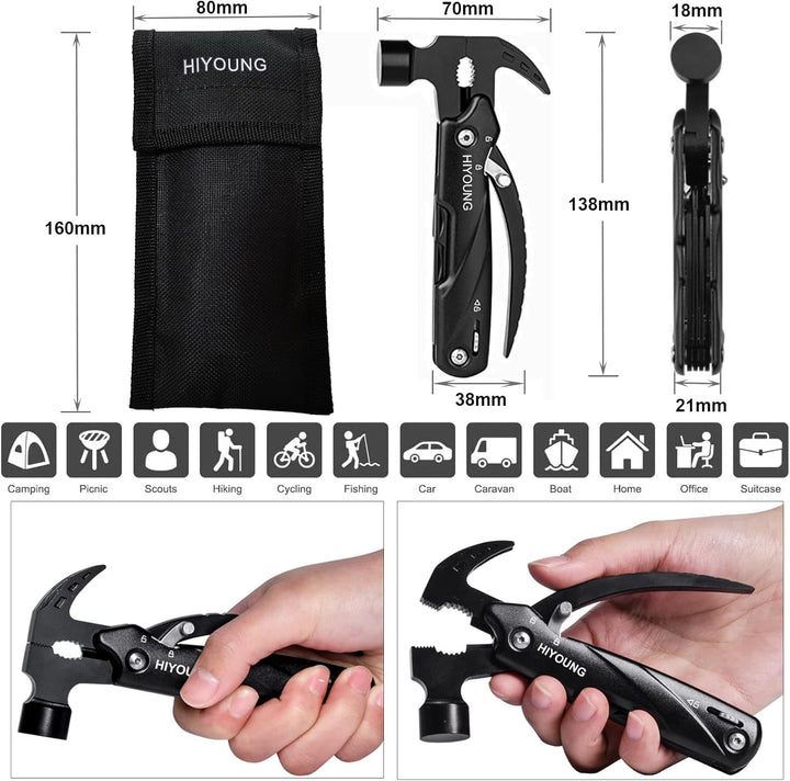 Geschenke für Männer, 12 in 1 Multifunktionstool, Multifunktionswerkzeug Hammer, Geschenke für Papa,