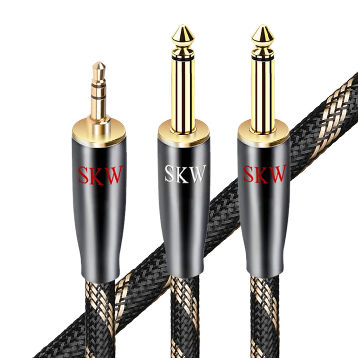 SKW 3.5mm Klinke auf Dual 6.35mm Y Audio Splitter Kabel, hochreines Kupfer Instrument Kabel Unterstü